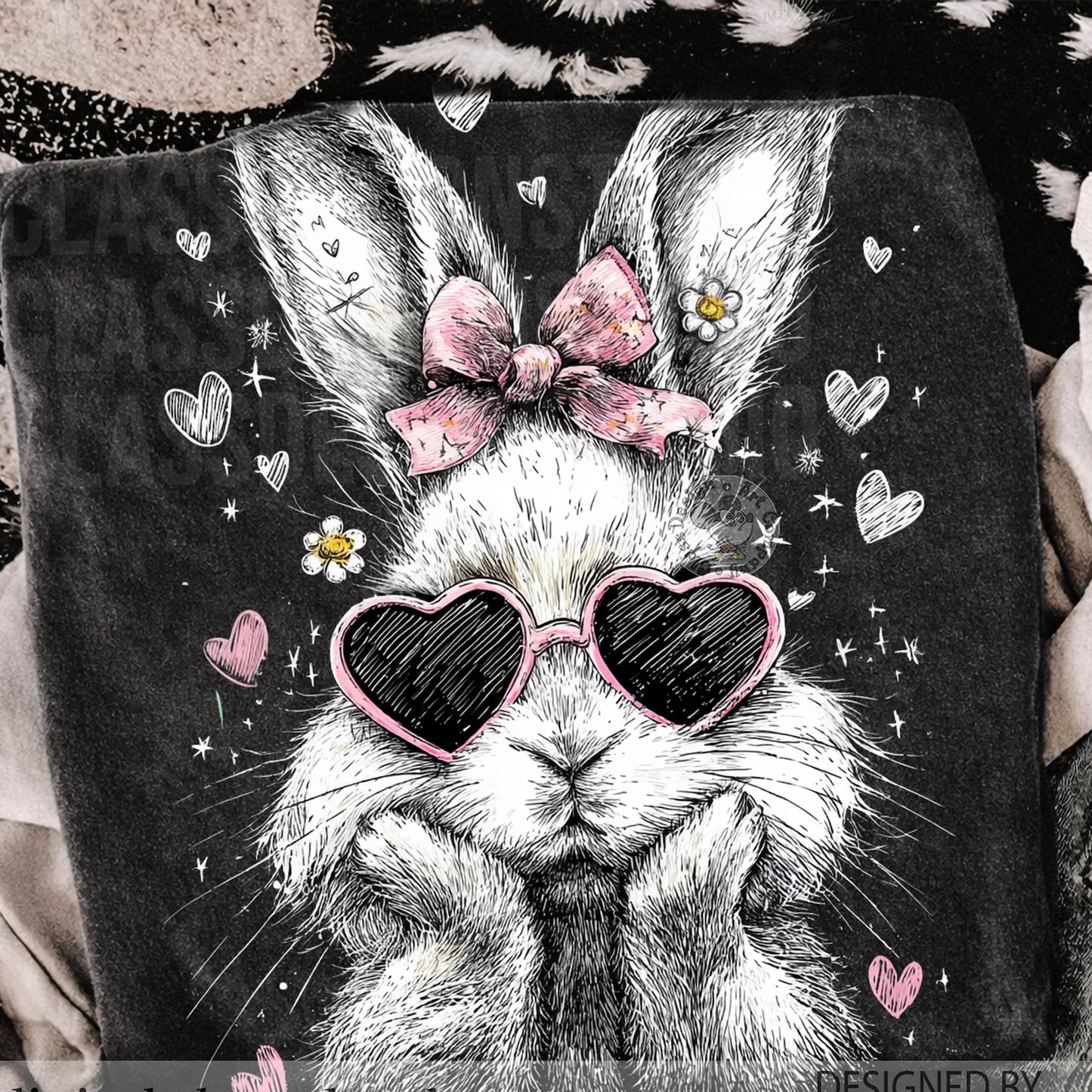 Black and White Bunny Graphic Tee
