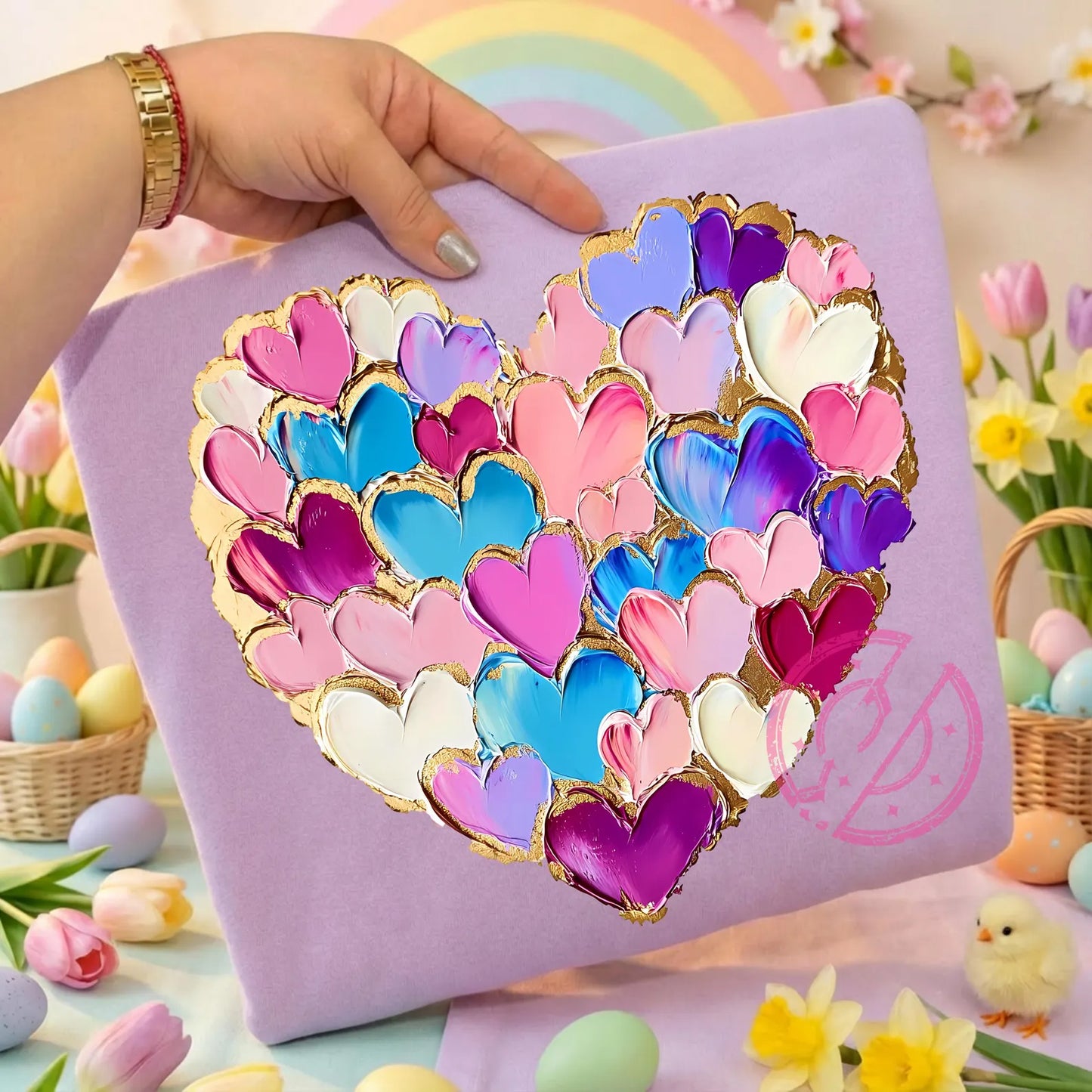 Pink Hearts Graphic Tee