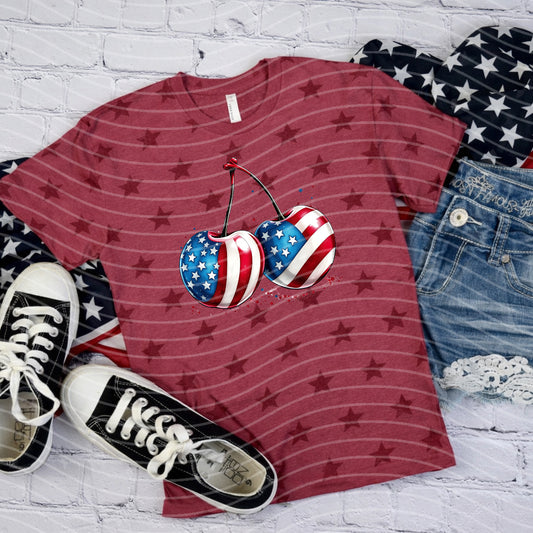 Flag Cherries Graphic Tee