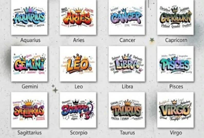 Graffiti Zodiac Signs Graphic Tee