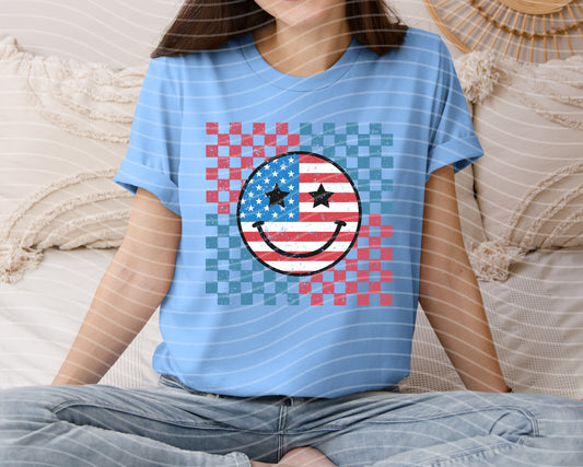 Patriotic Happy Face Graphic Tee