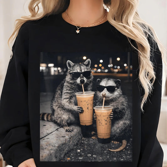 Iced Coffee Raccoon & Opossum Graphic Tee