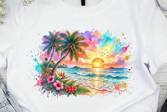 Rainbow Beach Sunset Graphic Tee