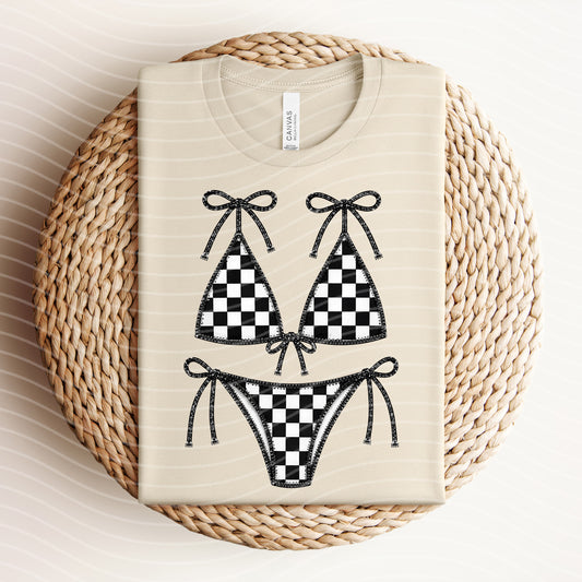 Checkered Bikini Graphic Tee