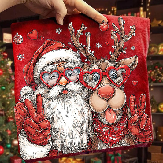 Santa and Rudolph Peace Graphic Tee