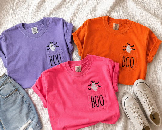 Boo Ghost Pocket Embroidered Shirt