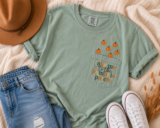 Take Me to the Pumpkin Patch Pocket Embroidered Shirt
