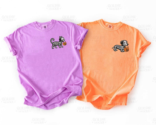 Halloween Cat Embroidered Shirt