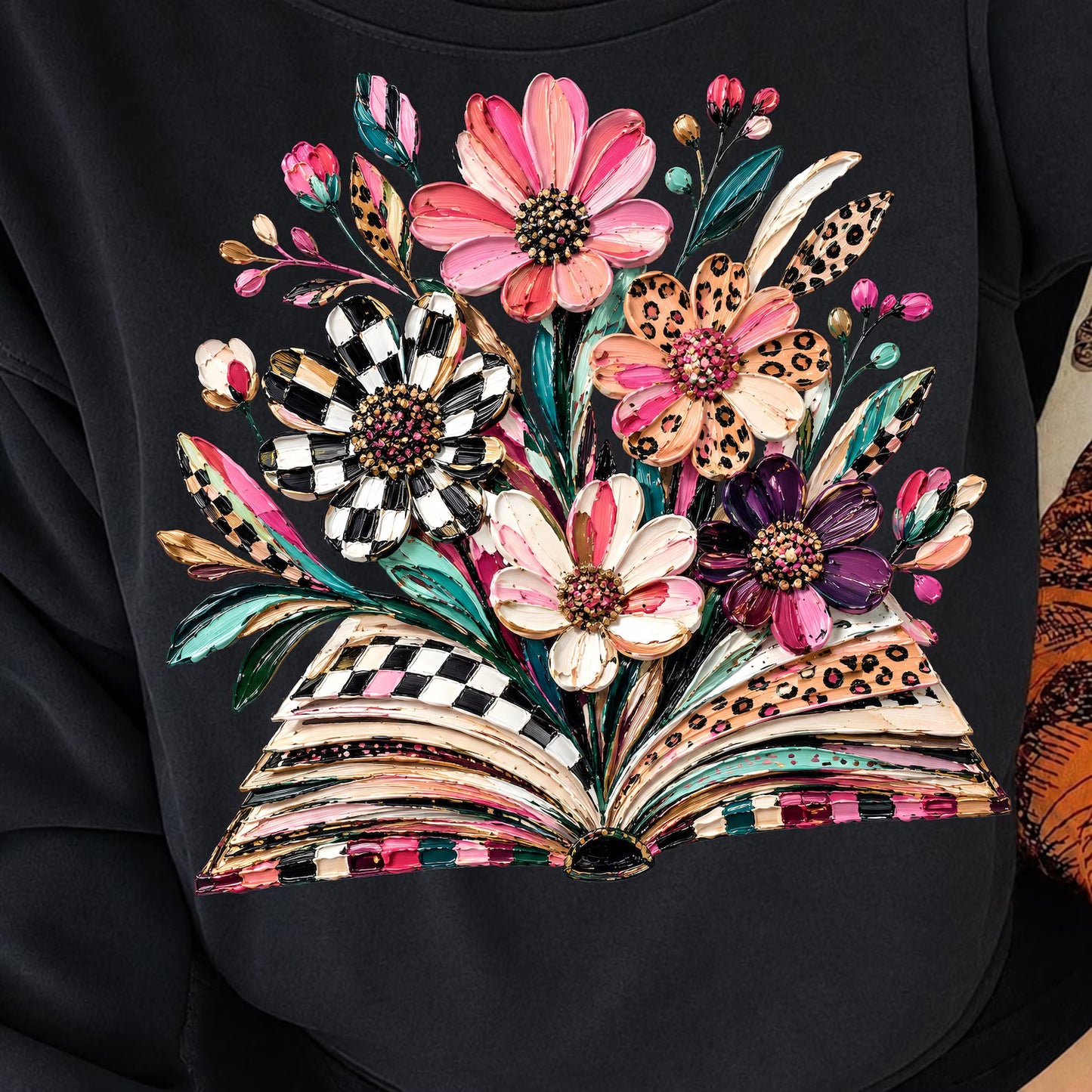 Painted Book Flowers Graphic Tee