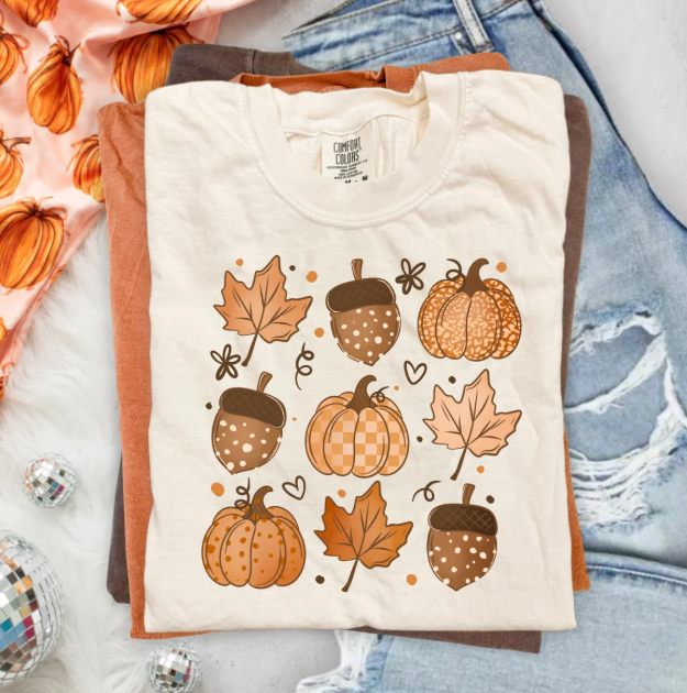 Fall Leaves Acorns Graphic Tee