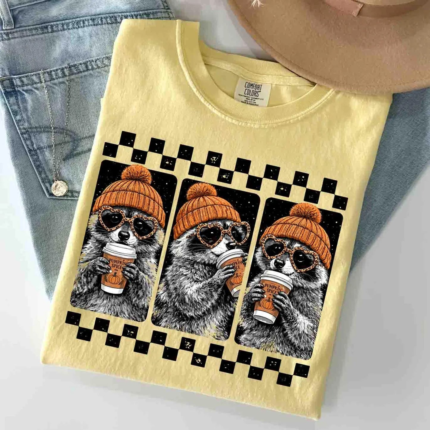 Pumpkin Season Raccoons Graphic Tee