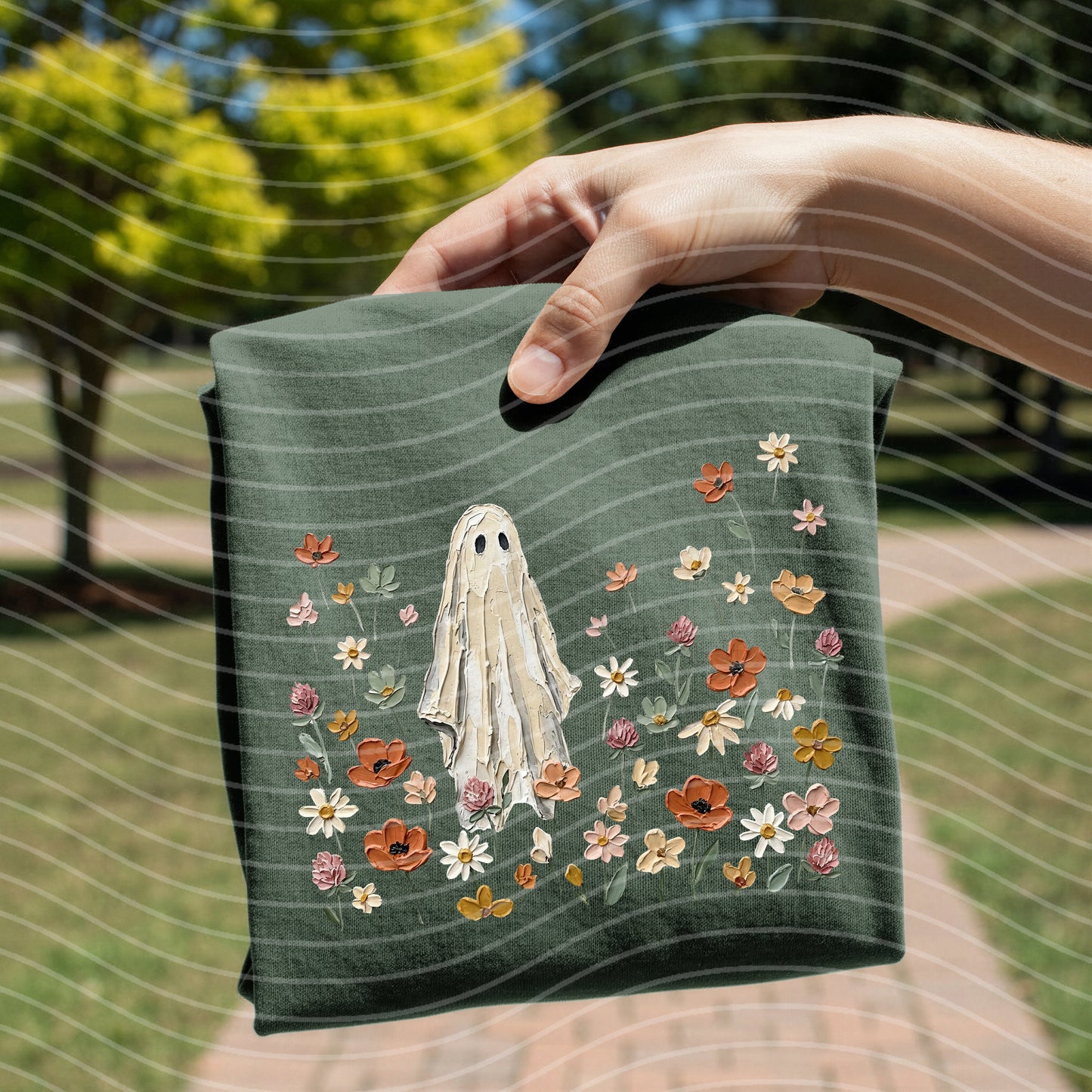 Painted Floral Ghost Graphic Tee