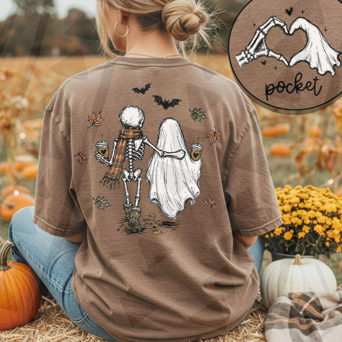 Ghost Hugging Skelly Graphic Tee