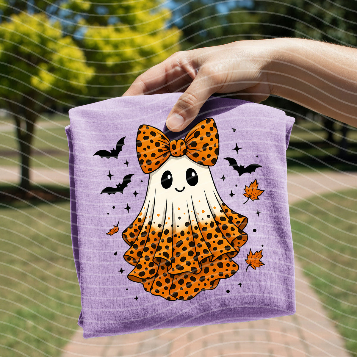 Orange Leopard Ghost Graphic Tee