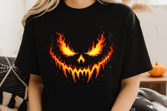 Firey Pumpkin Face Graphic Tee