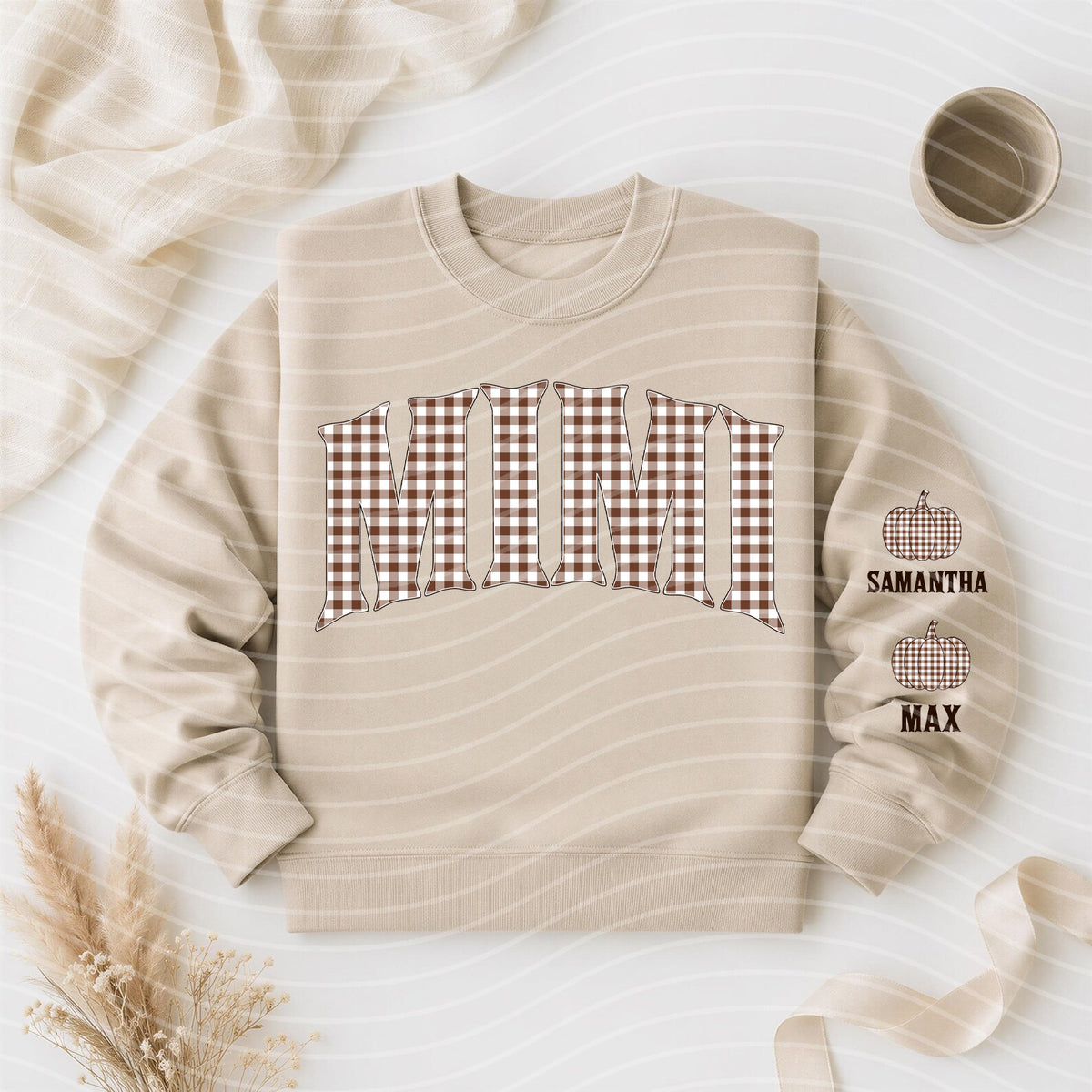 Brown Gingham Names Graphic Tee