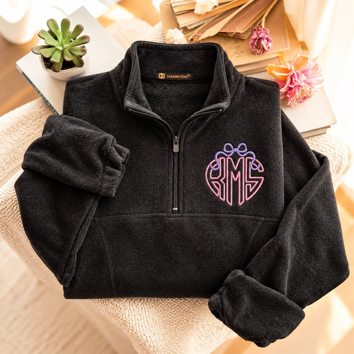 Monogram Embroidered Fleece