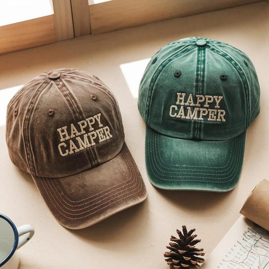 Happy Camper Embroidered Cap