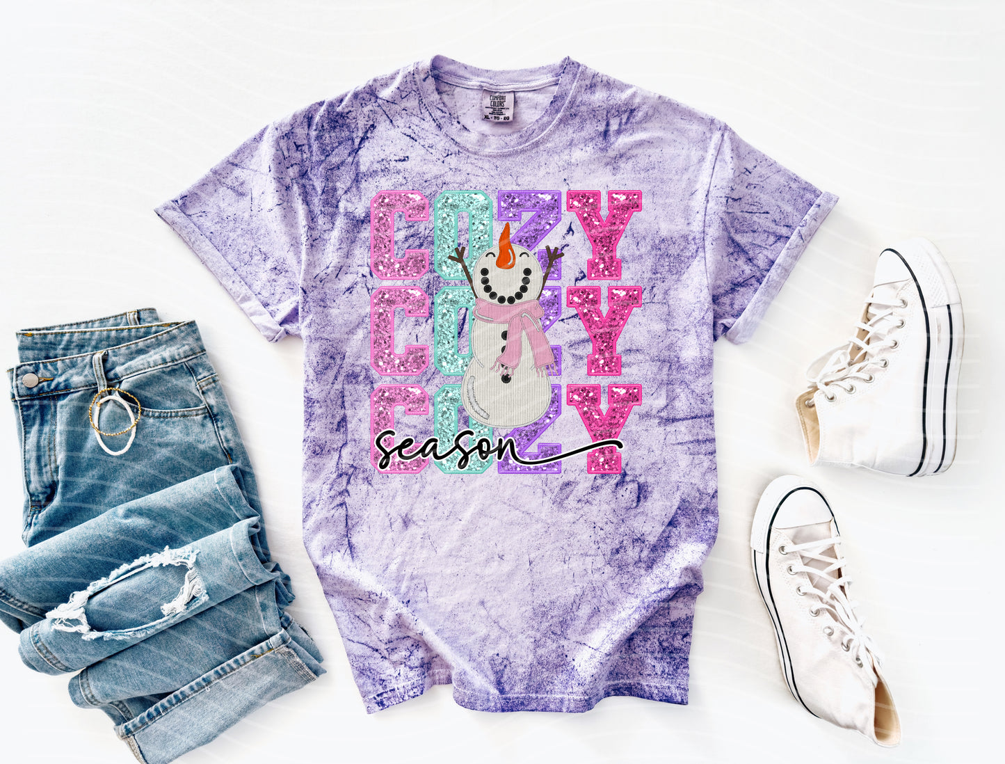Cozy Season Faux Glitter Graphic Tee