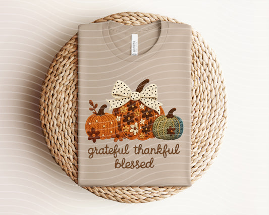 Yarn Grateful Thankful Blessed Graphic Tee