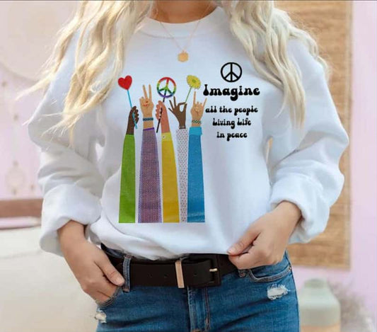 Imagine All the People Living Life in Peace Graphic Tee