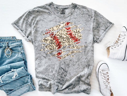 Faux Glitter Baseball Graphic Tee