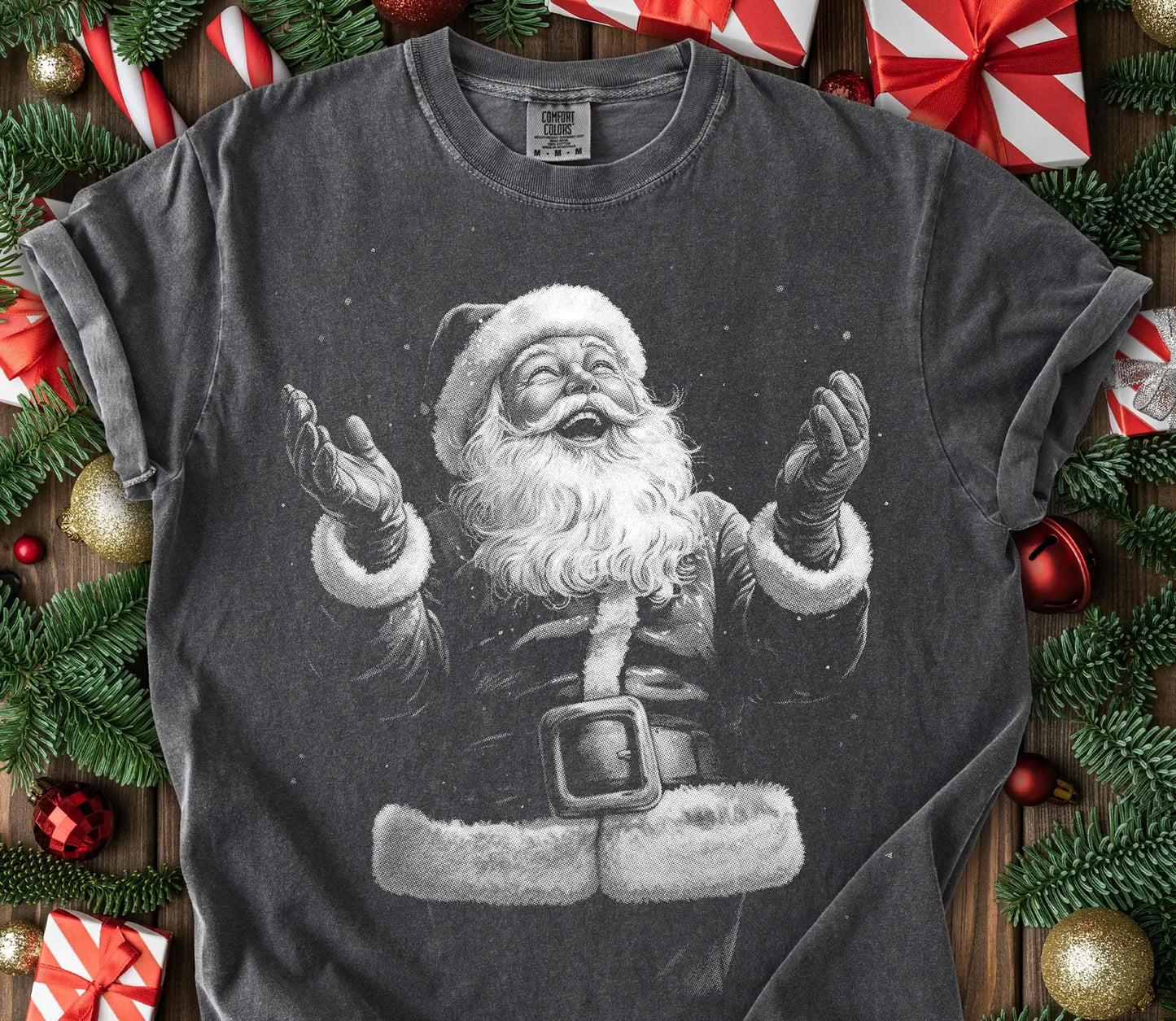Black and White Santa Graphic Tee