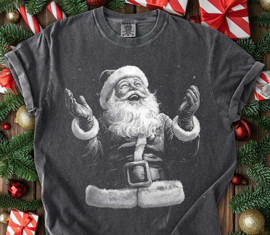 Black and White Santa Graphic Tee