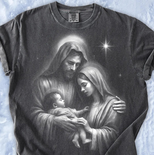 Black and White Nativity Graphic Tee