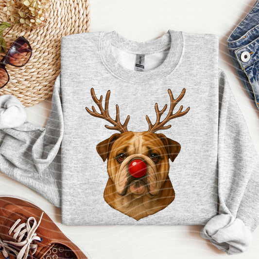 Reindeer English Bulldog Graphic Tee