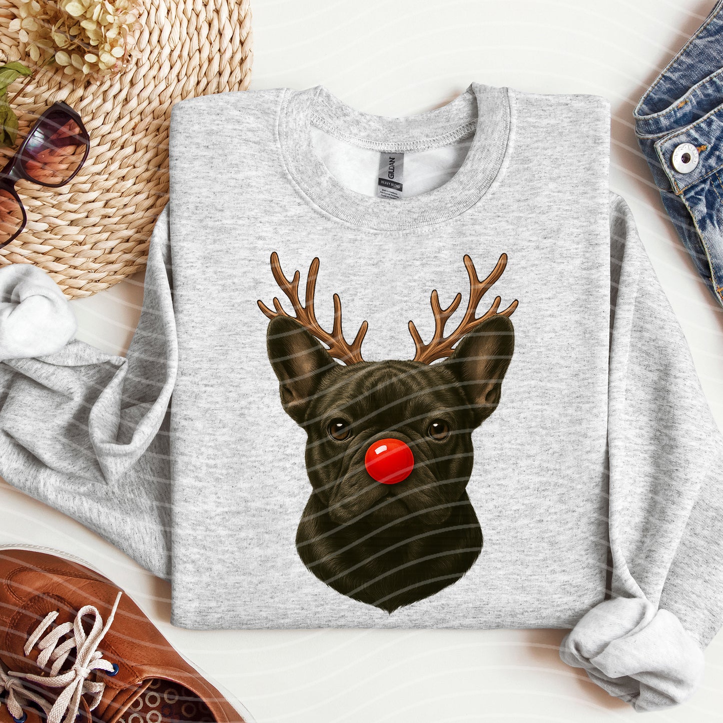 Reindeer Frenchie Graphic Tee