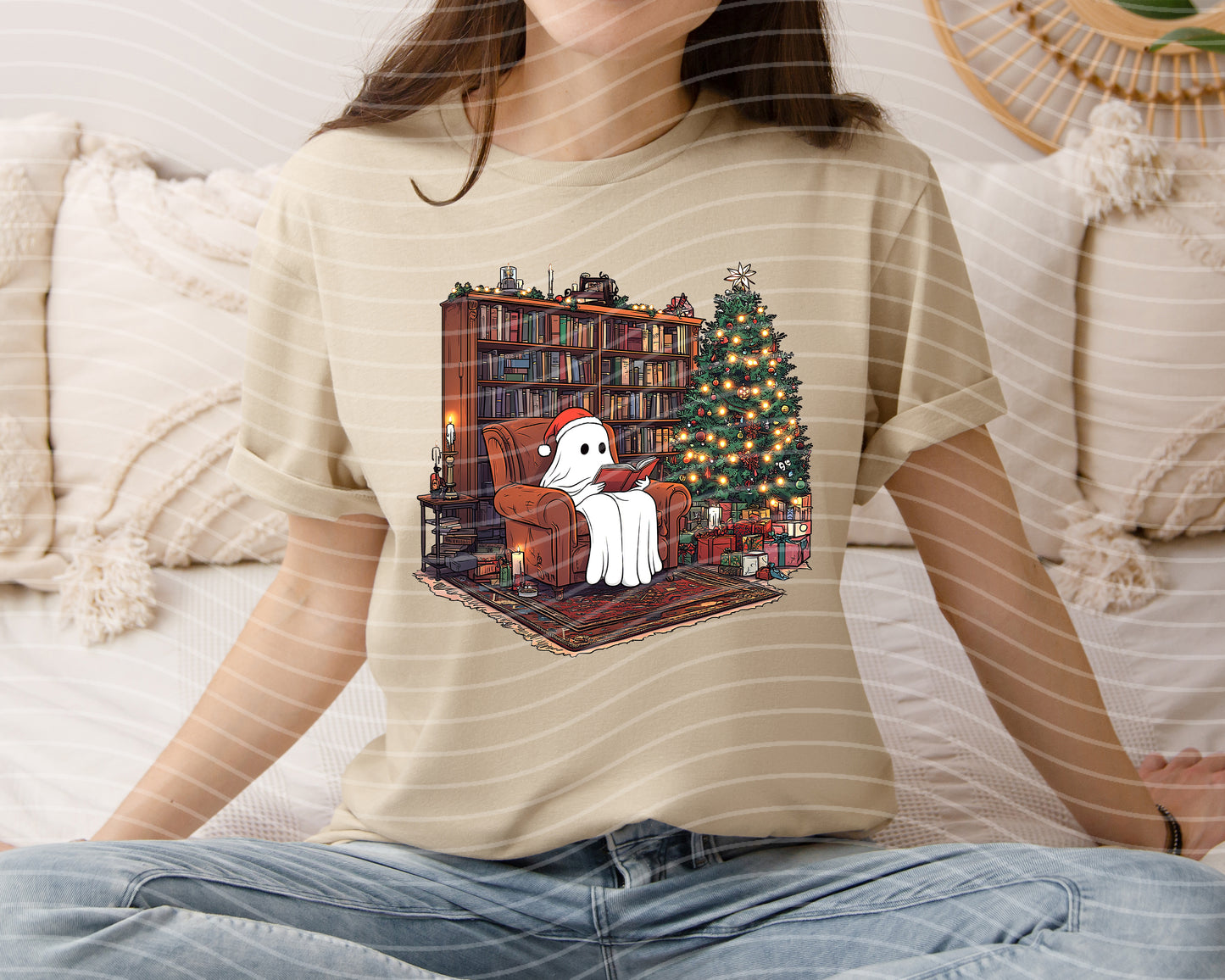 Reading Christmas Ghost Graphic Tee