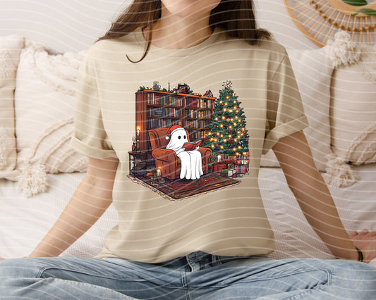 Reading Christmas Ghost Graphic Tee