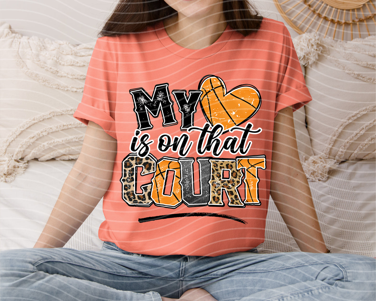 My Heart is on That Court Basketball Graphic Tee