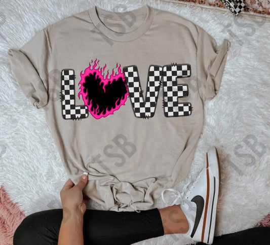 Flaming Heart Love Graphic Tee