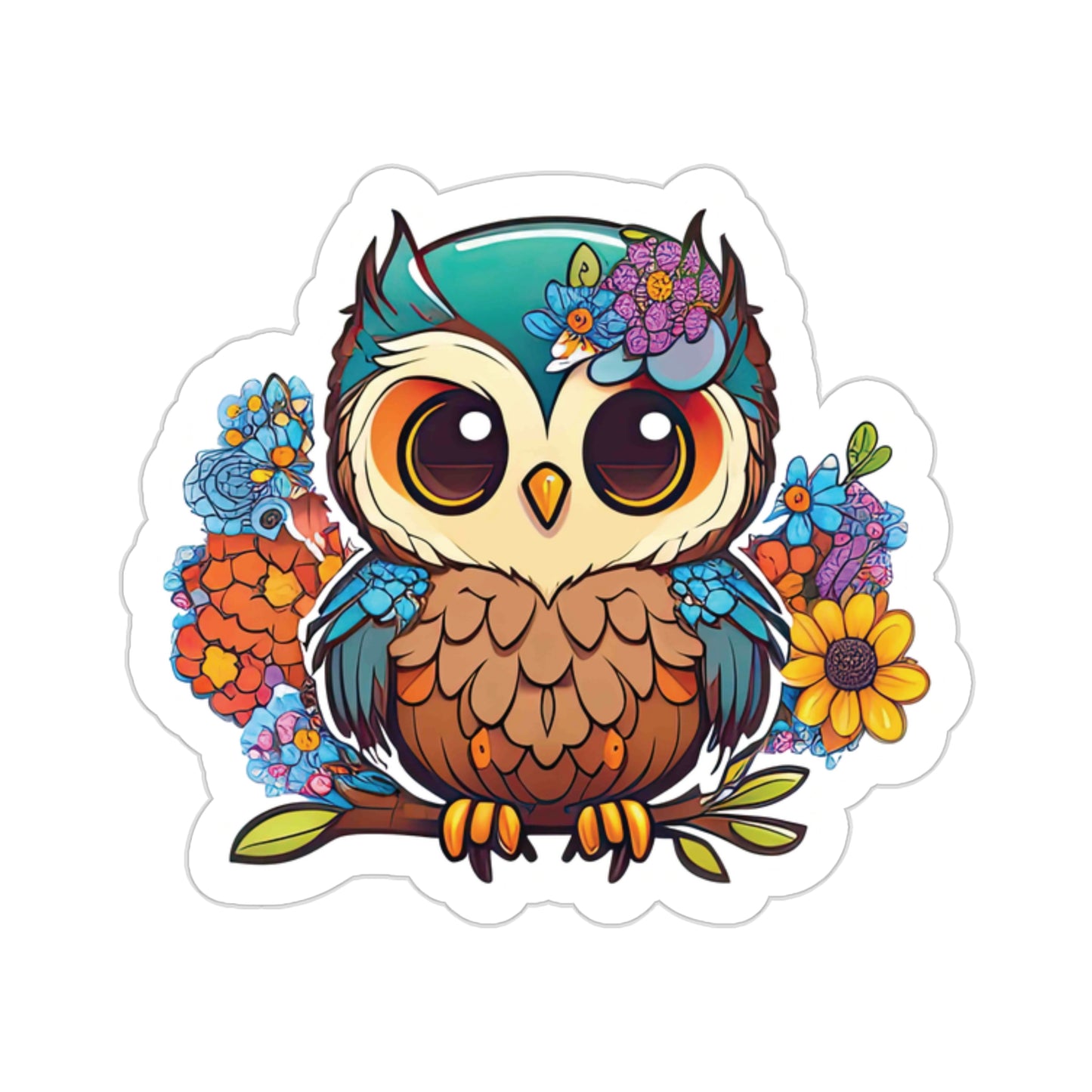 Chibi Owl Sticker Bright Colors | Fun Stickers | Happy Stickers | Must Have Stickers | Laptop Stickers | Best Stickers | Gift