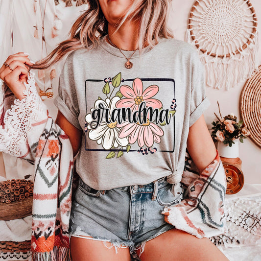 Grandma Leopard Floral Graphic Tee