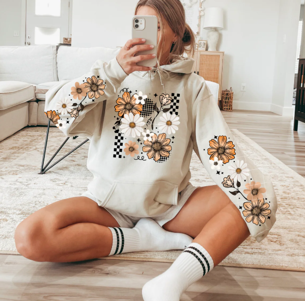 Checkered Floral Graphic Tee