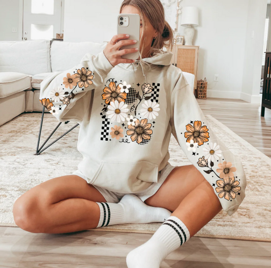 Checkered Floral Graphic Tee