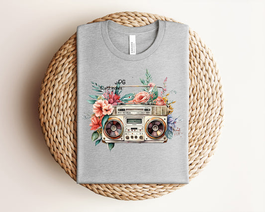 Floral Boombox Graphic Tee