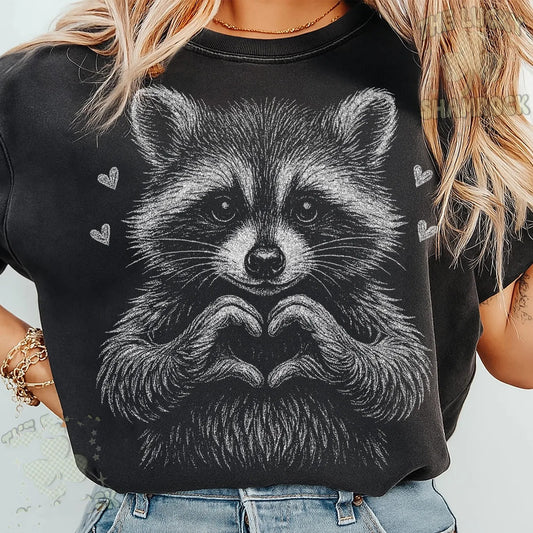 Black and White Raccoon Graphic Tee