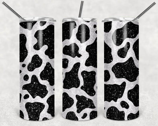 Glitter Cow 20 Oz Skinny Tumbler