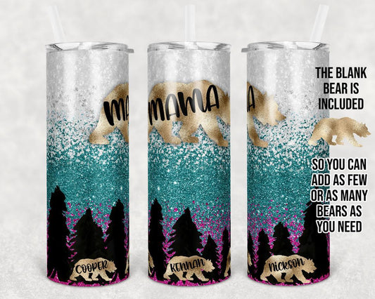 Personalized Mama Bear 20 Oz Skinny Tumbler