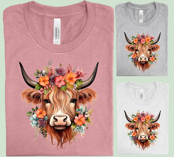 Fall Floral Cow Graphic Tee