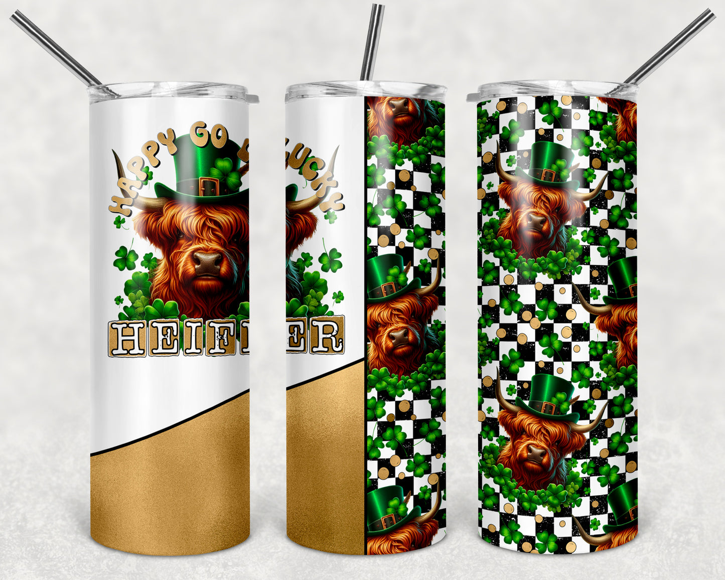 Happy Go Lucky Heifer 20 oz Skinny Tumbler