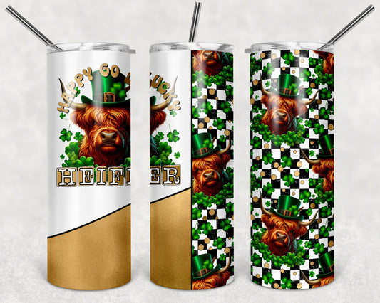 Happy Go Lucky Heifer 20 oz Skinny Tumbler