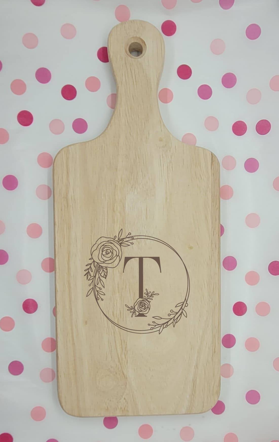 Personalize Floral Engraved Charcuterie Cutting Board