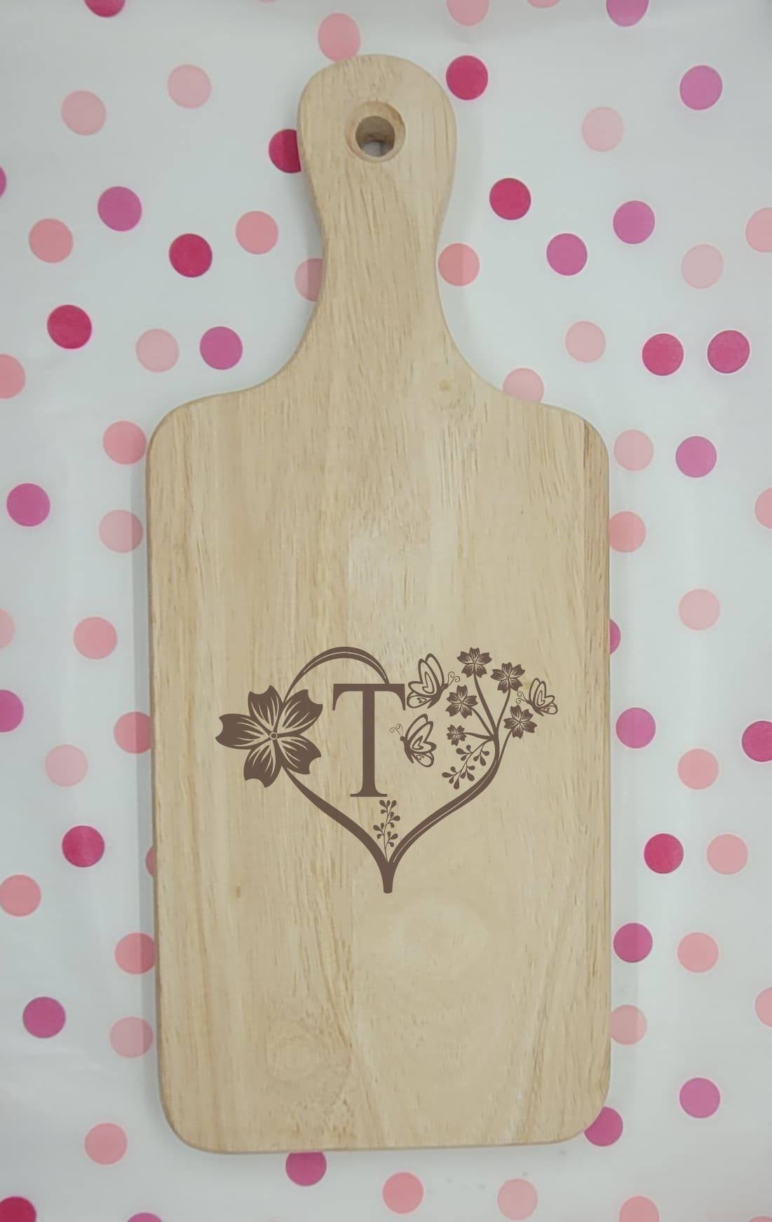 Personalized Heart Engraved Charcuterie Cutting Board
