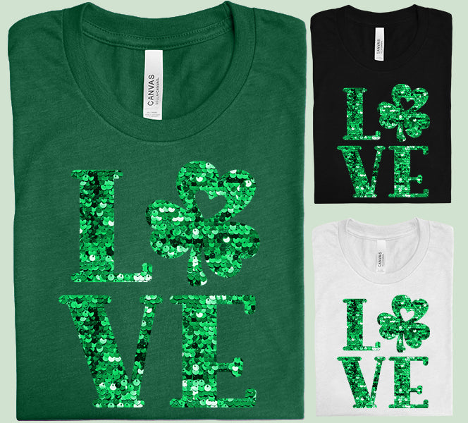 Love Faux Glitter Graphic Tee