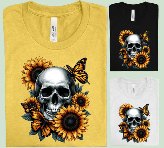 Sunflower Skull Graphic Tee